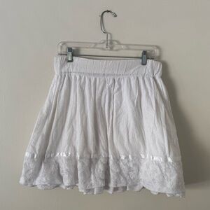 White Swiss Dot Lace Ruffled Mini A-Line Skirt Womens 8/10 Cottagecore Coastal